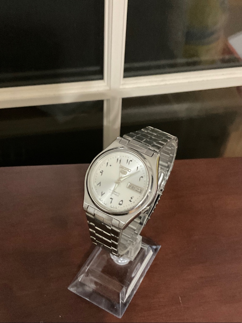Seiko Silver Stainless Steel Watch with White Dial